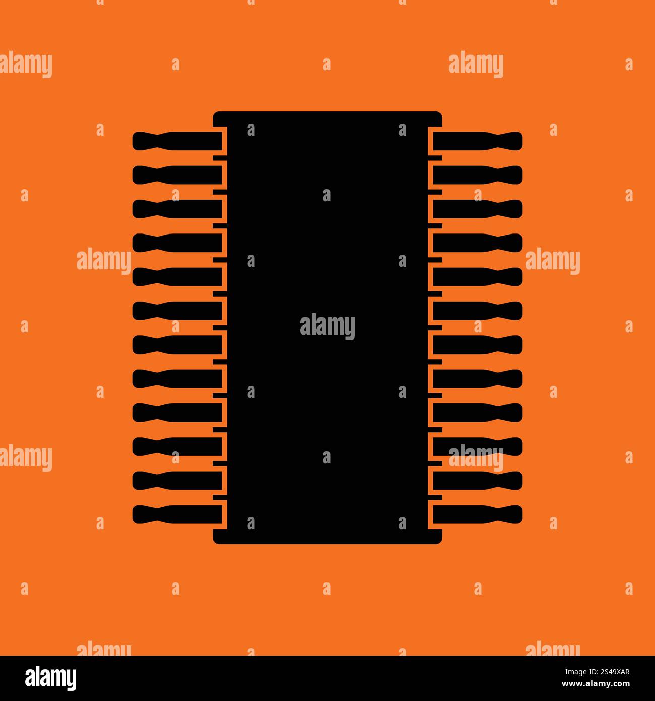 Chip icon. Orange background with black. Vector illustration Stock ...