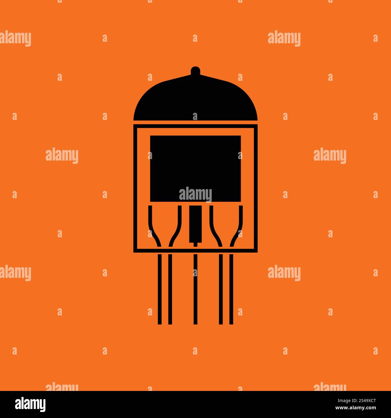Electronic vacuum tube icon. Orange background with black. Vector illustration. Stock Vector