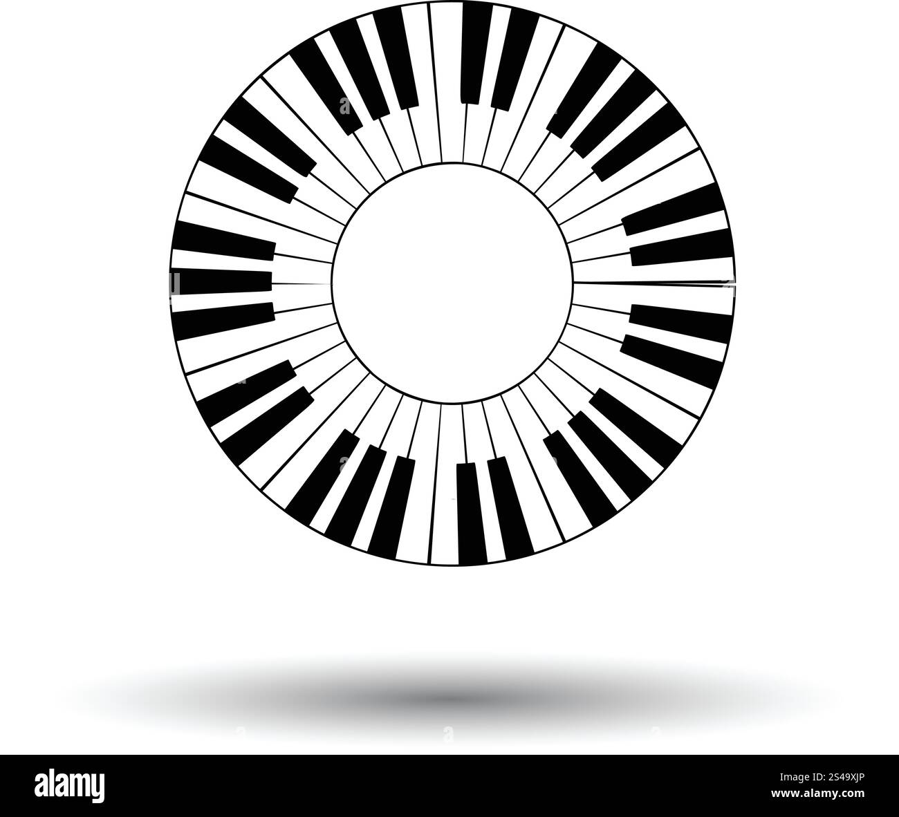 Piano circle keyboard icon. White background with shadow design. Vector ...