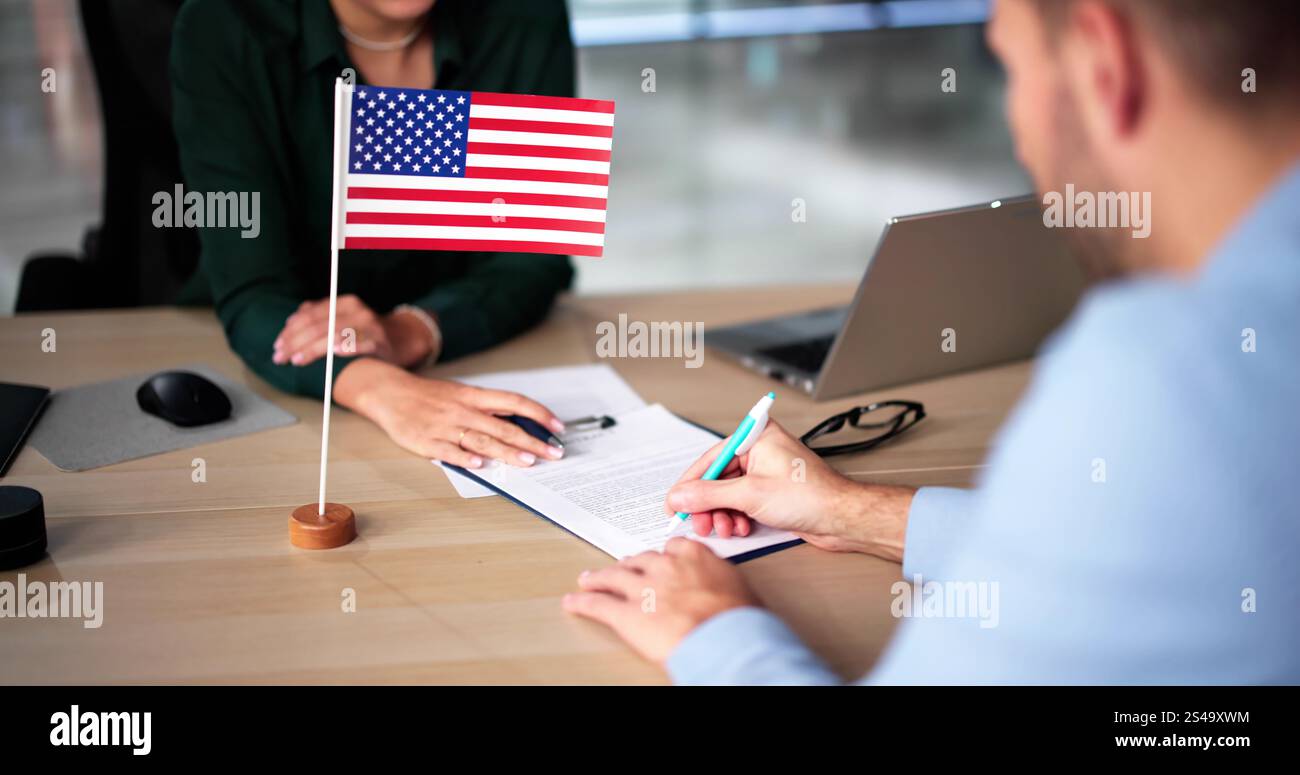 US Immigration Application And Consular Visa Interview Stock Photo - Alamy
