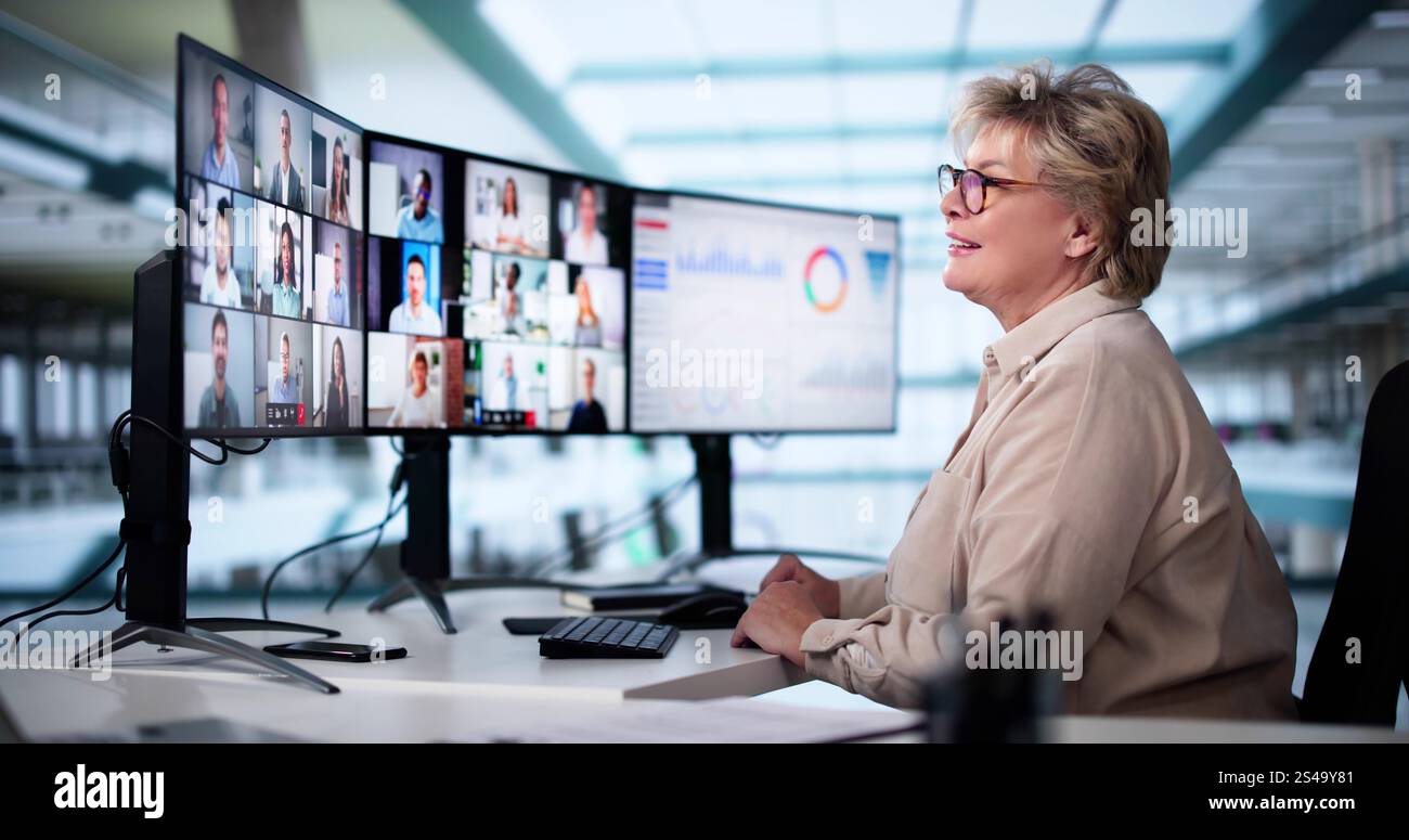 Virtual Privcy Screen Multiple video screens call hi-res stock photography and images - Alamy