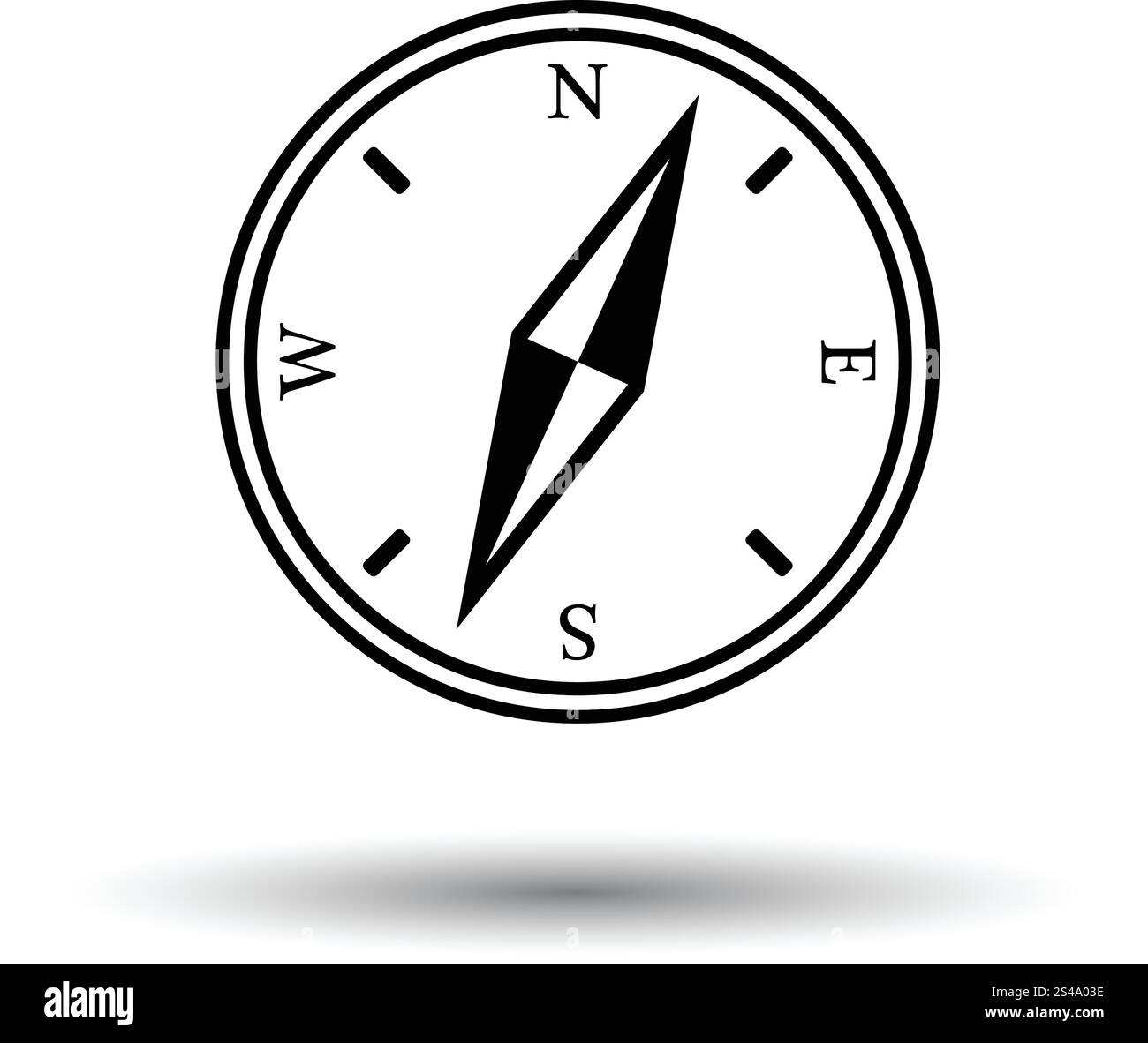 Compass icon. White background with shadow design. Vector illustration ...