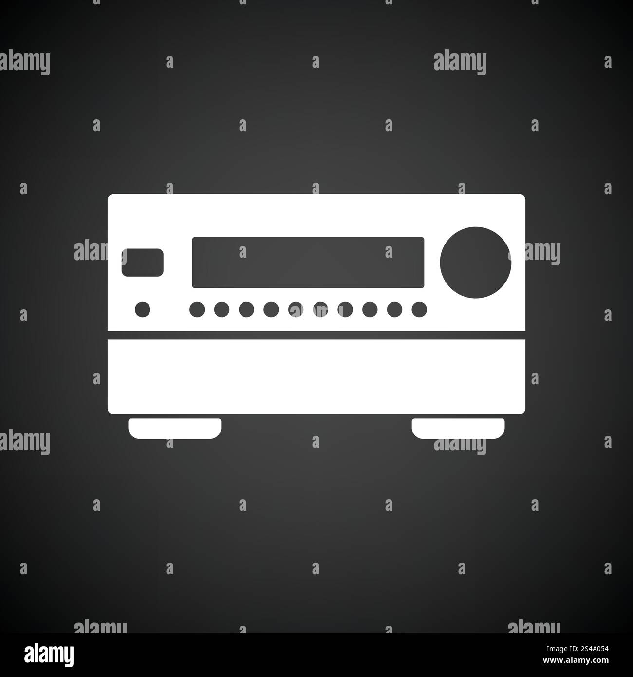 Home theater receiver icon. Black background with white. Vector ...