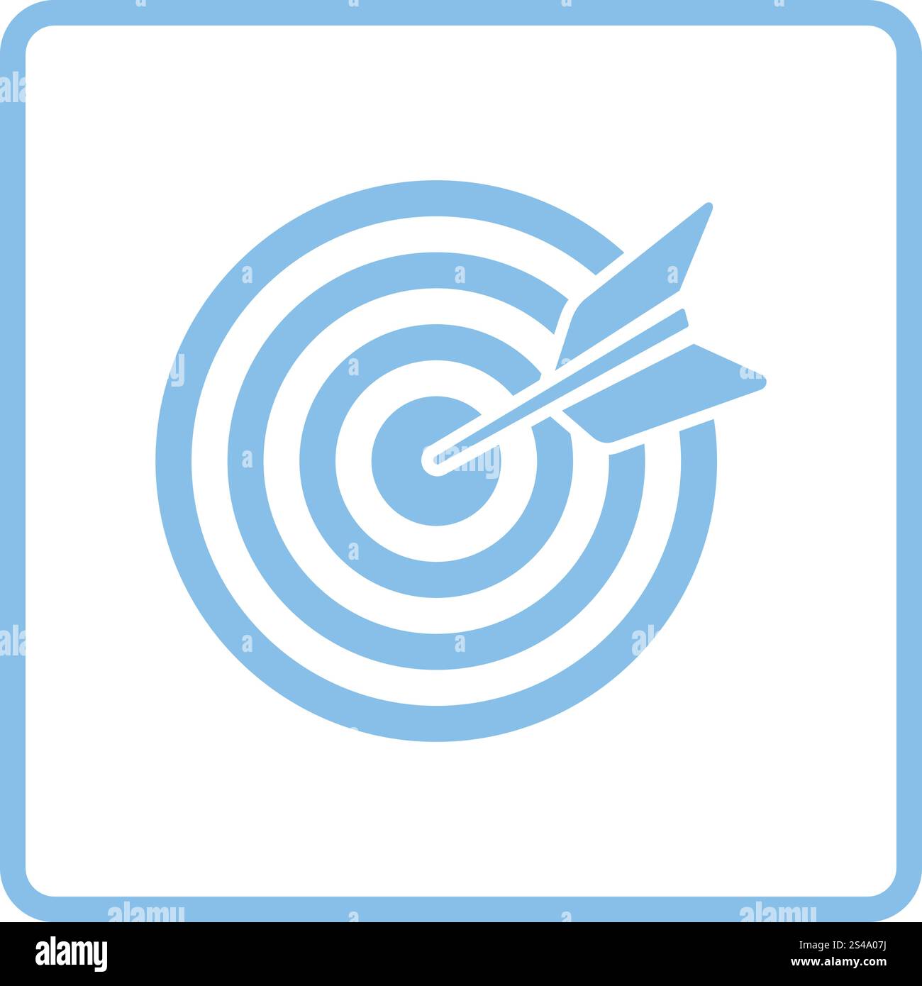 Target with dart in bulleye icon. Blue frame design. Vector ...