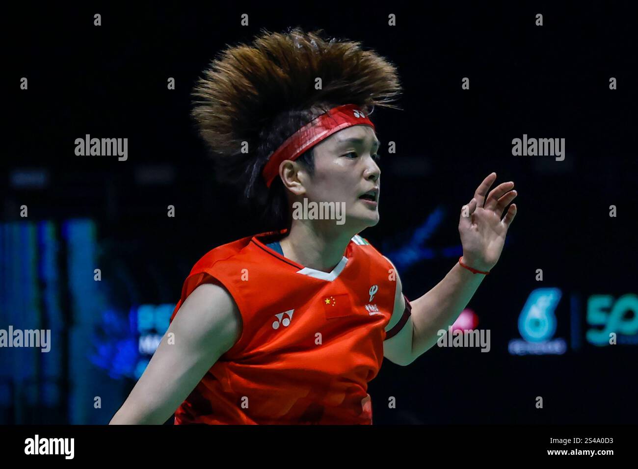 Wang Zhi Yi of China plays against Yeo Jia Min of Singapore (not