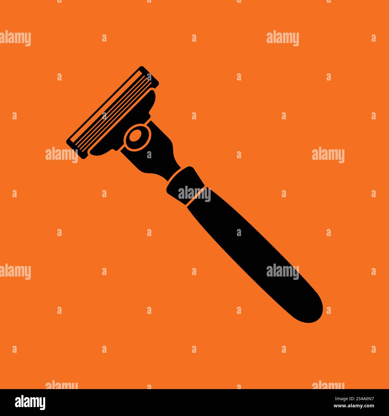 Safety razor icon. Orange background with black. Vector illustration ...