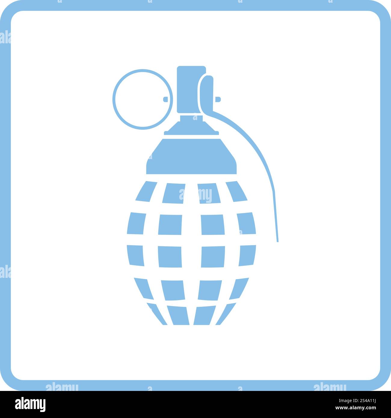 Defensive grenade icon. Blue frame design. Vector illustration. Stock Vector
