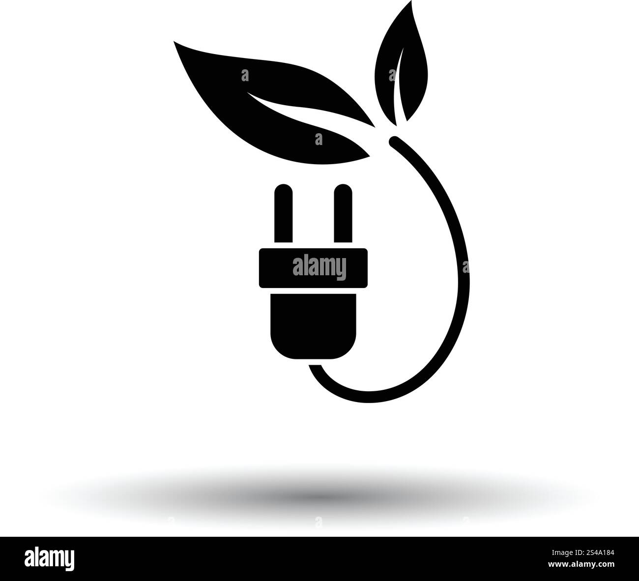 Electric plug leaves icon. White background with shadow design. Vector ...