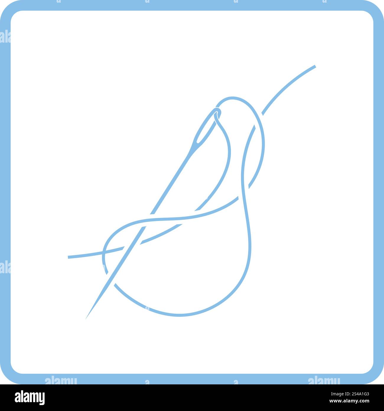 Sewing needle with thread icon. Blue frame design. Vector illustration ...