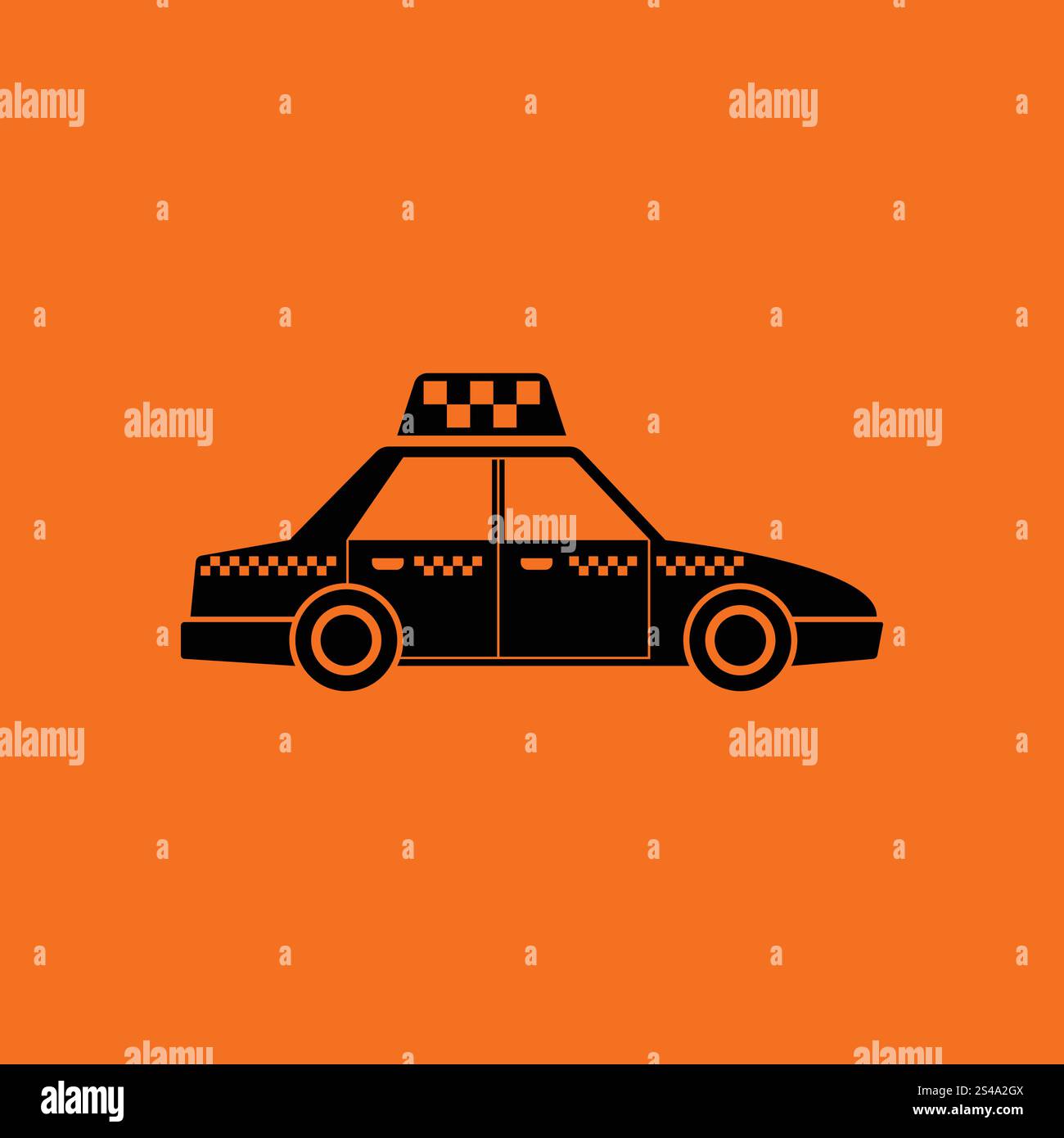 Taxi car icon. Orange background with black. Vector illustration Stock ...