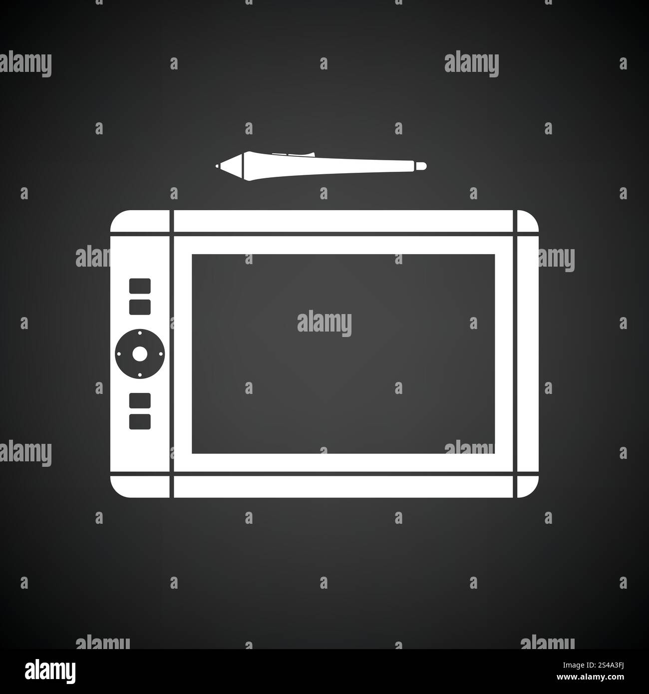 Graphic tablet icon. Black background with white. Vector illustration ...