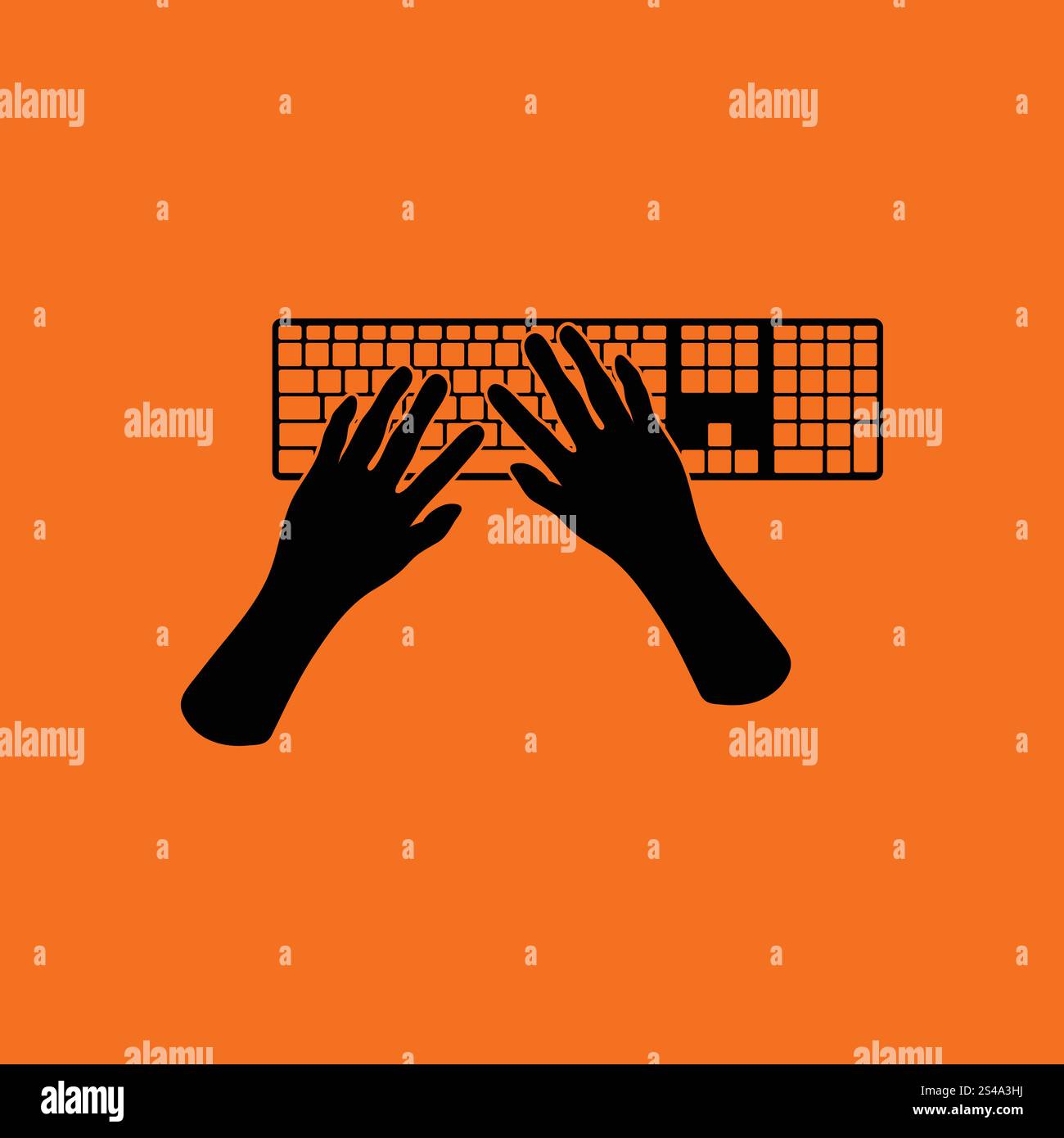 Typing icon. Orange background with black. Vector illustration Stock ...