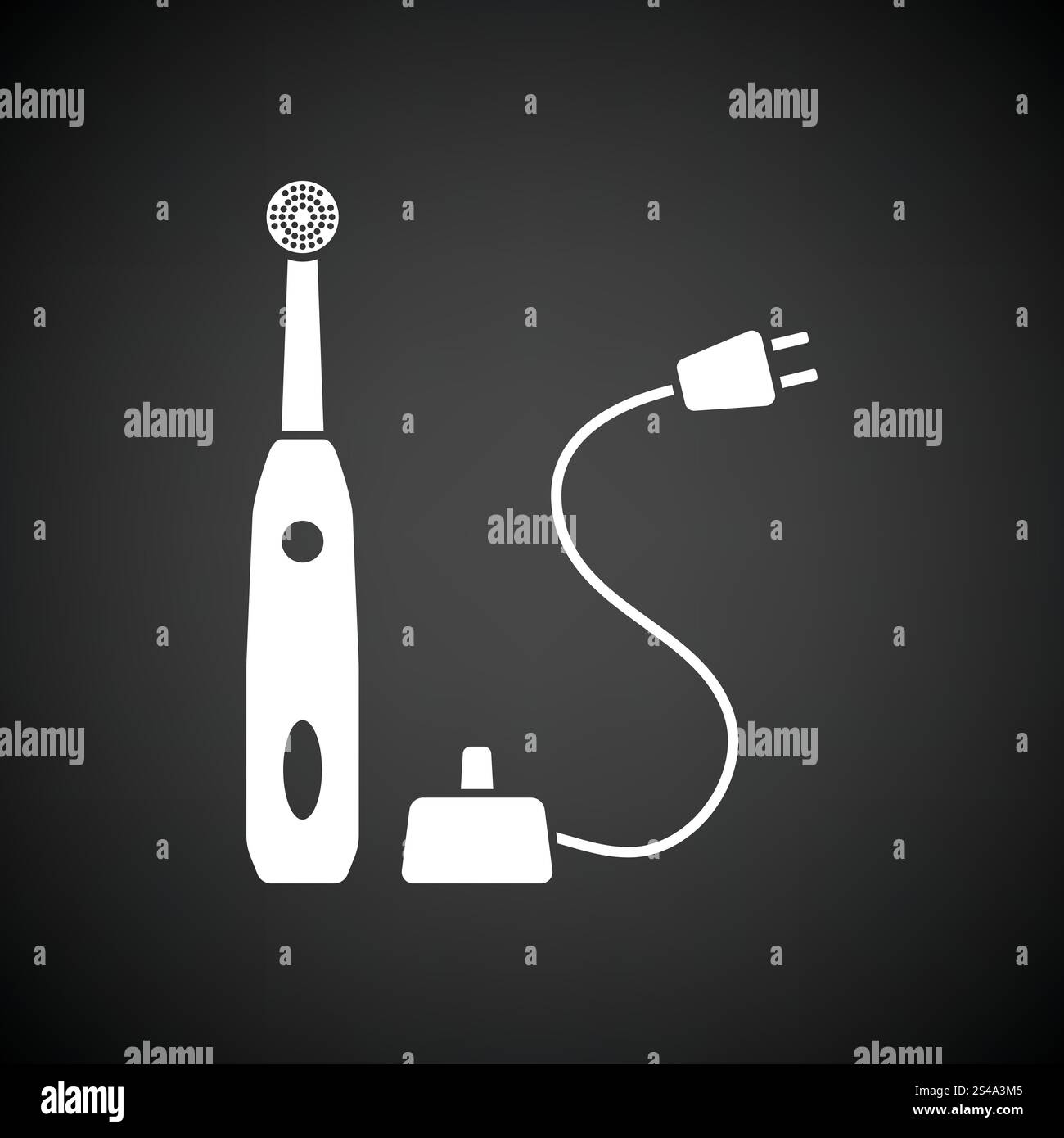 Electric toothbrush icon. Black background with white. Vector ...