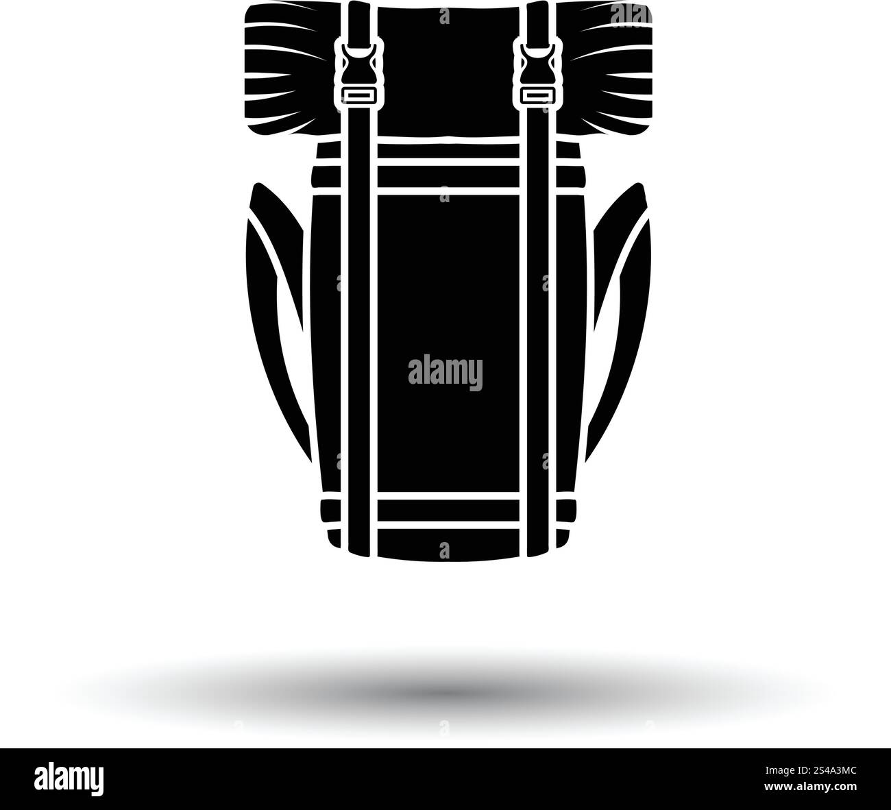 Camping backpack icon. White background with shadow design. Vector ...