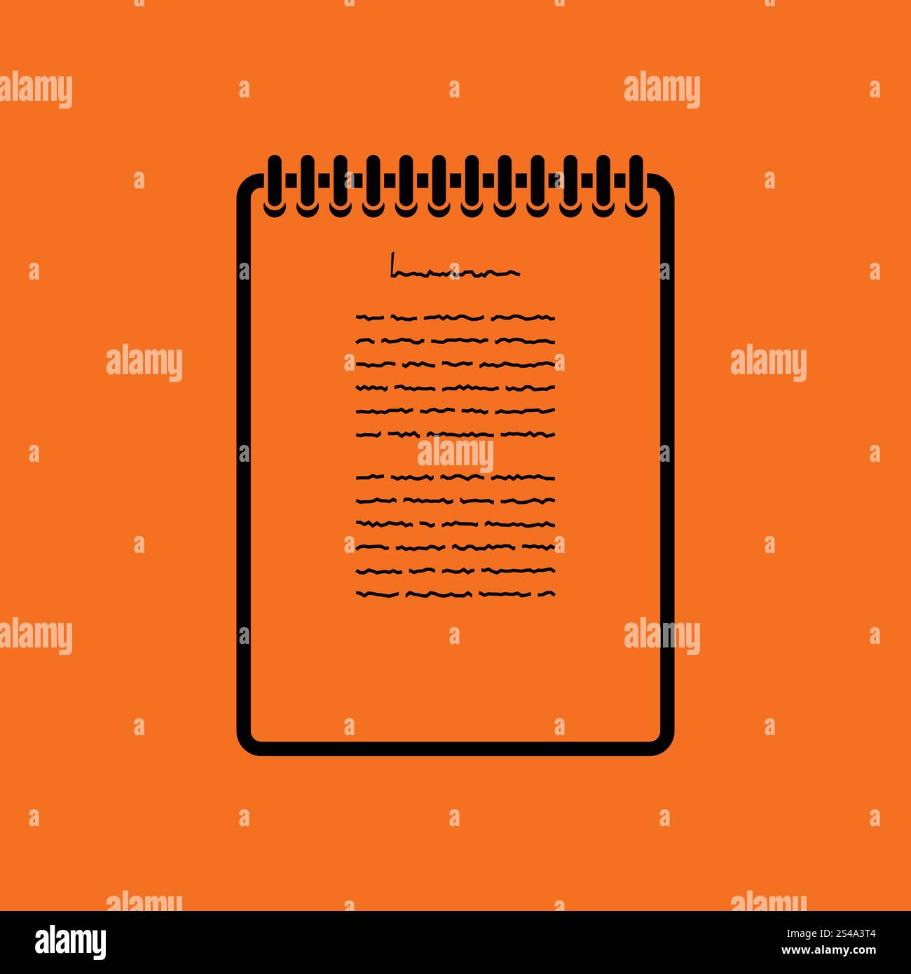 Binder notebook icon. Orange background with black. Vector illustration ...