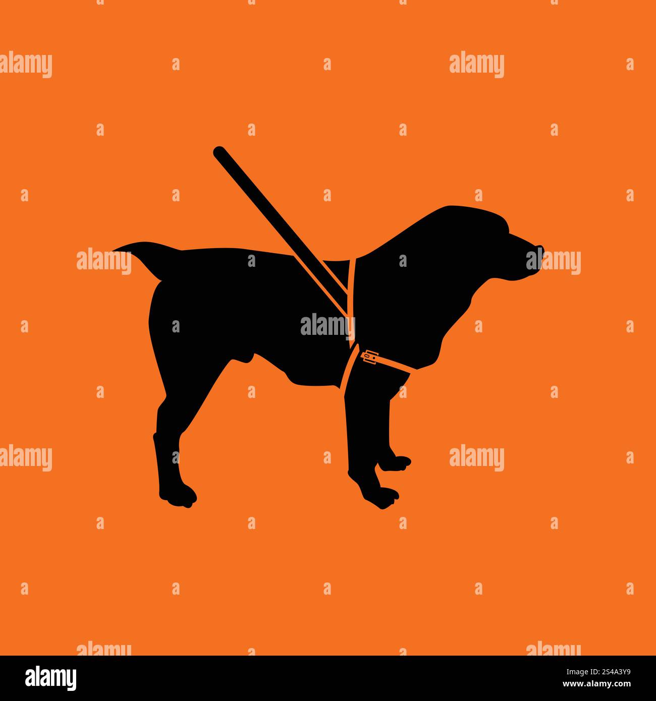 Guide dog icon. Orange background with black. Vector illustration Stock ...