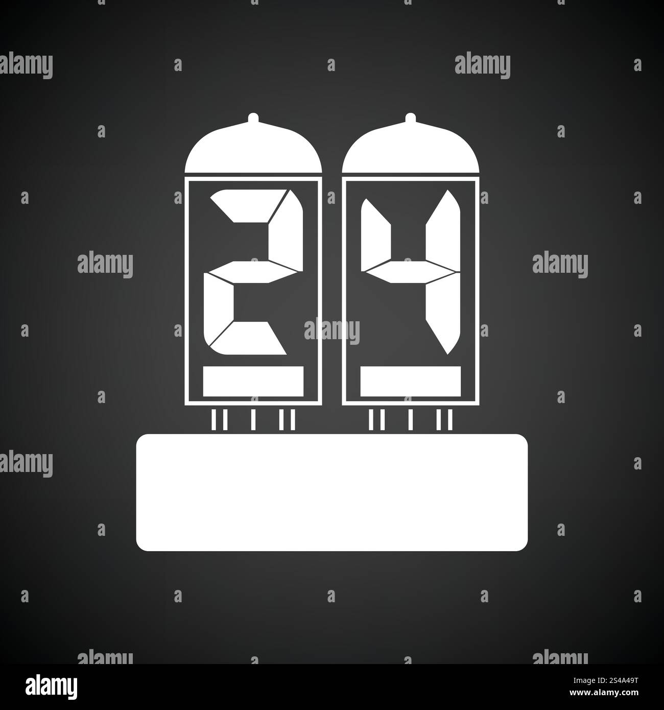 Electric numeral lamp icon. Black background with white. Vector ...