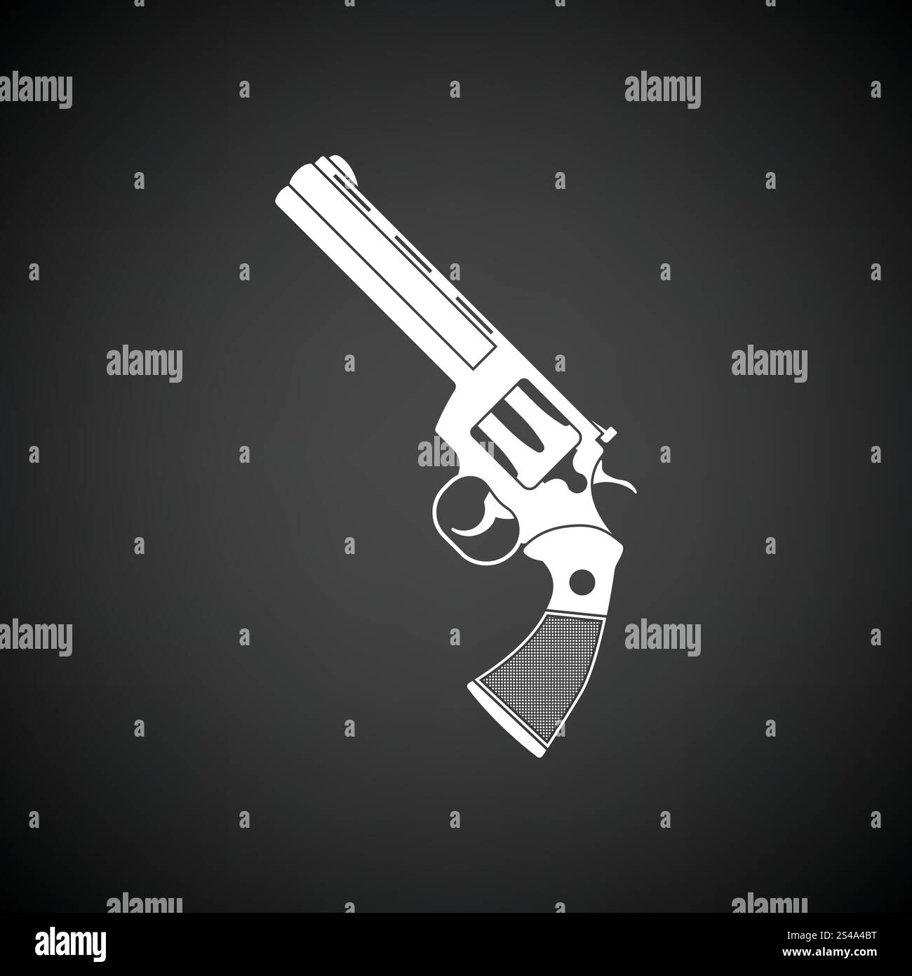 Revolver gun icon. Black background with white. Vector illustration ...
