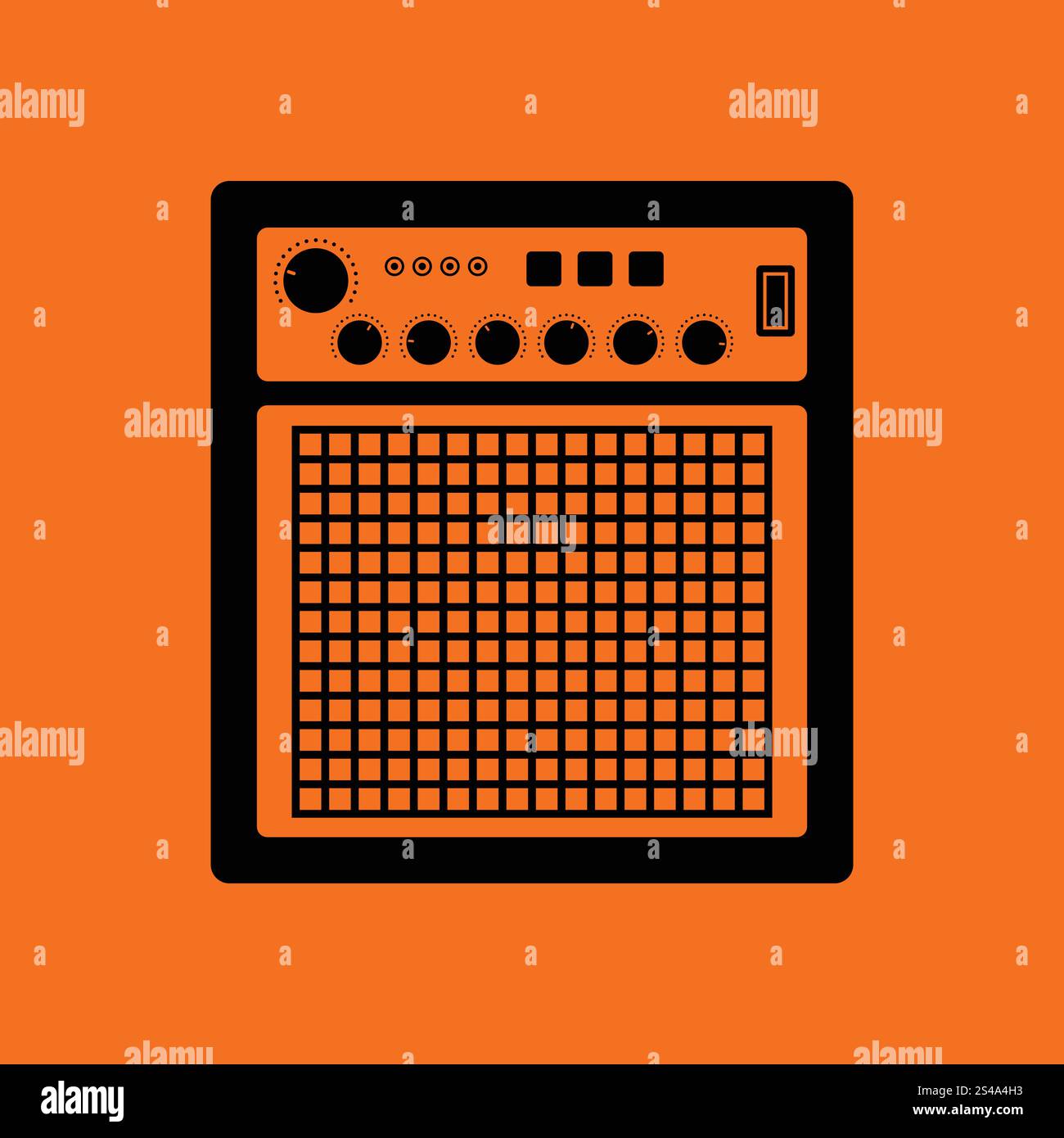Audio monitor icon. Orange background with black. Vector illustration ...