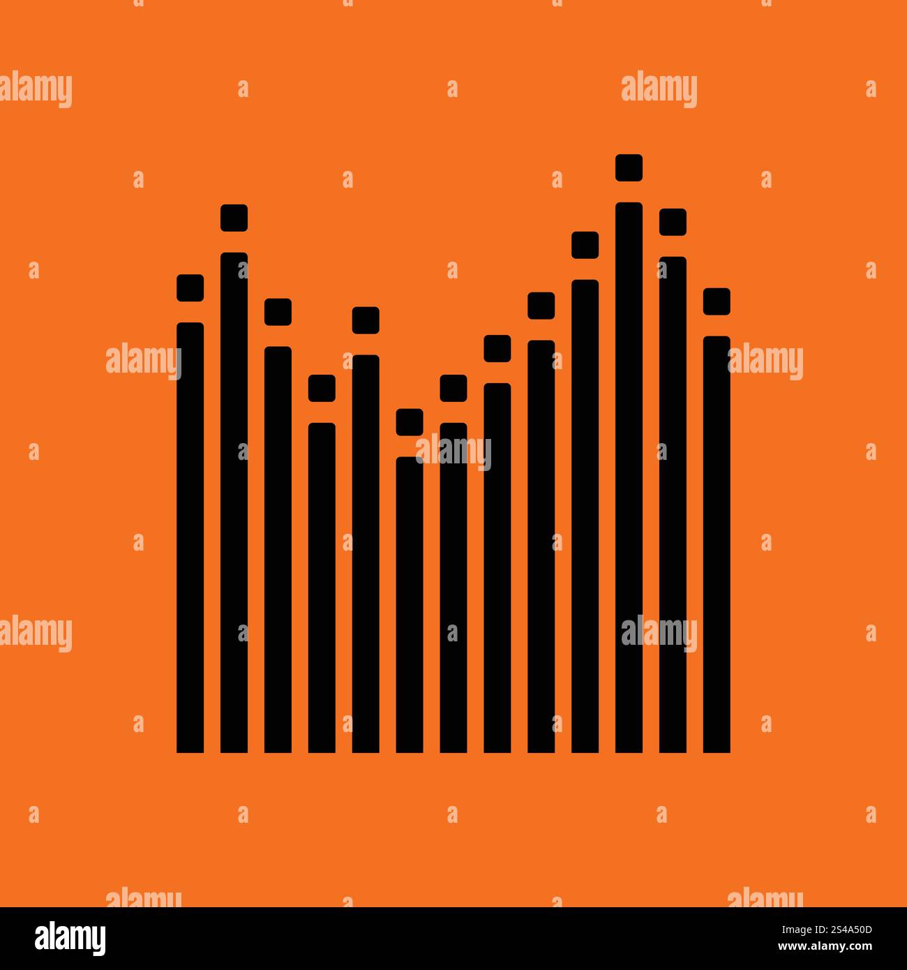Graphic equalizer icon. Orange background with black. Vector illustration. Stock Vector