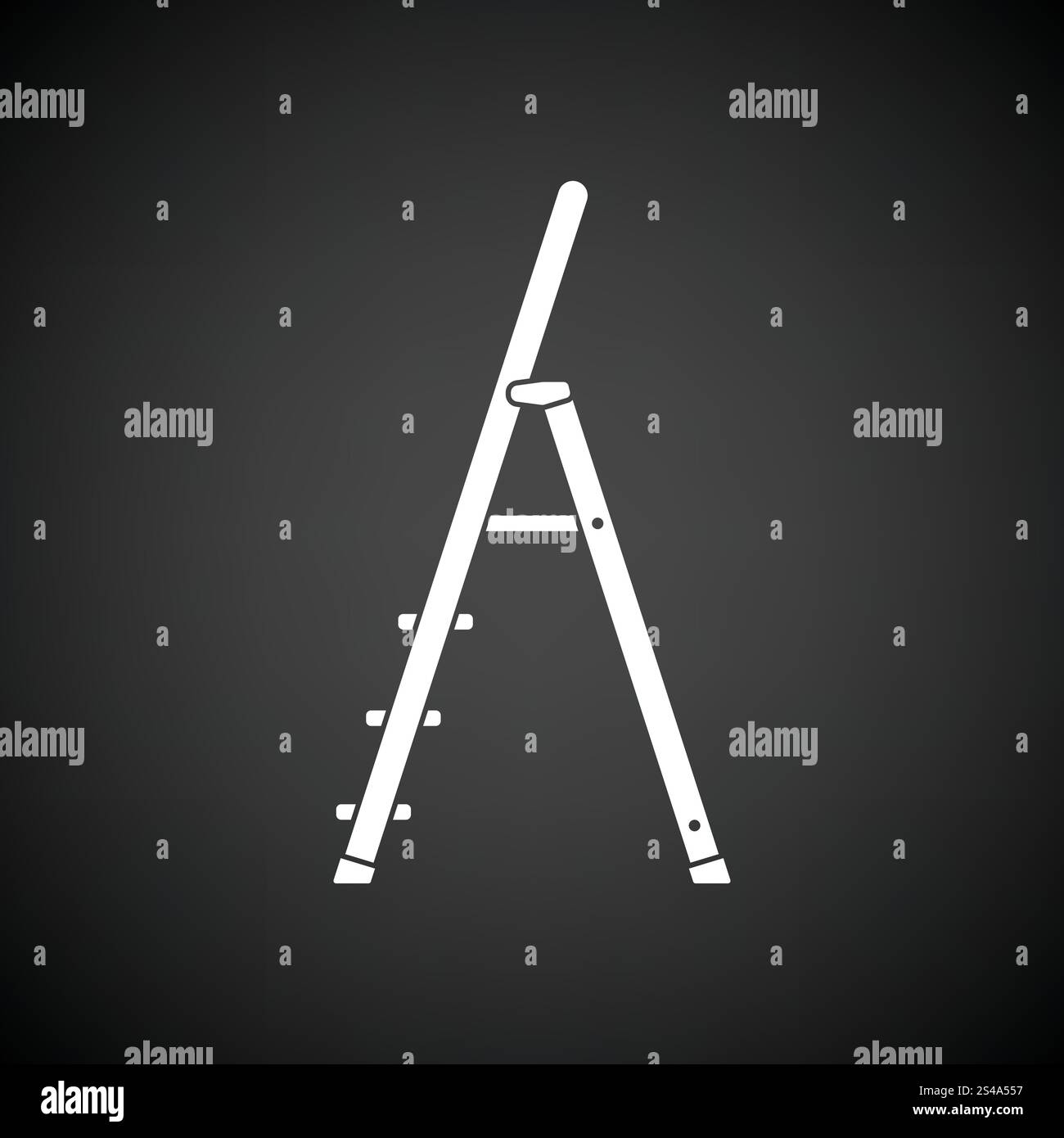 Construction ladder icon. Black background with white. Vector ...