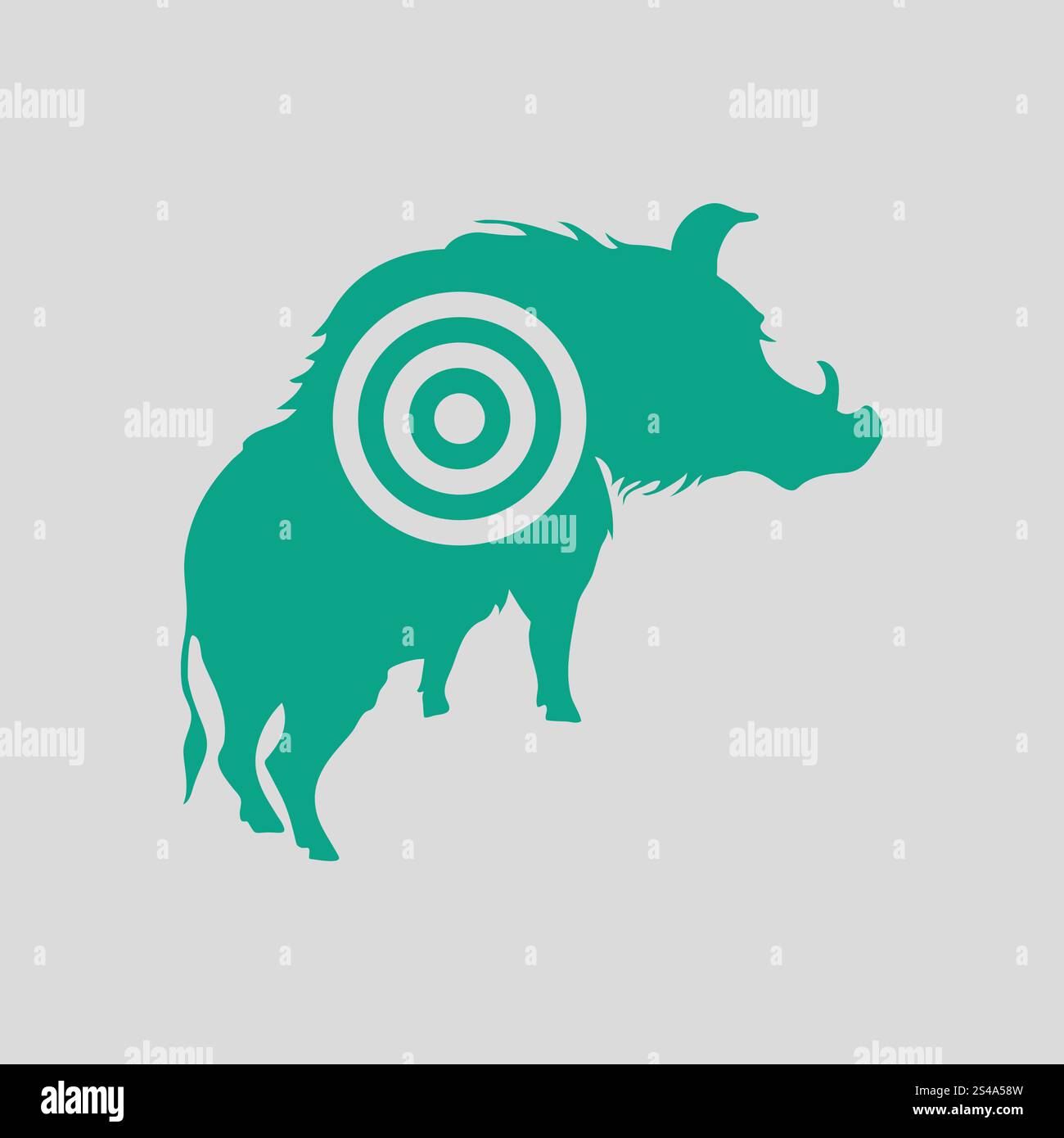 Boar silhouette with target icon. Gray background with green. Vector ...