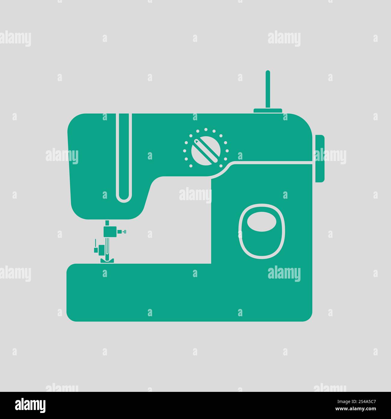 Modern sewing machine icon. Gray background with green. Vector ...