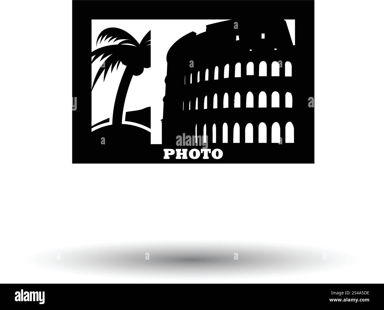 Digital photo frame icon. White background with shadow design. Vector ...