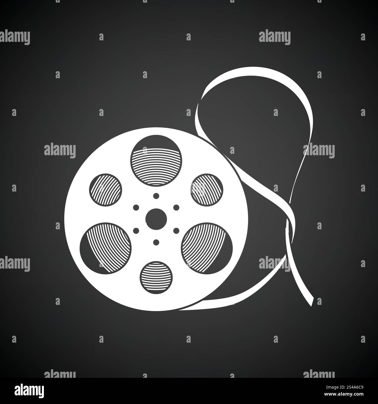 Movie reel icon. Black background with white. Vector illustration Stock ...