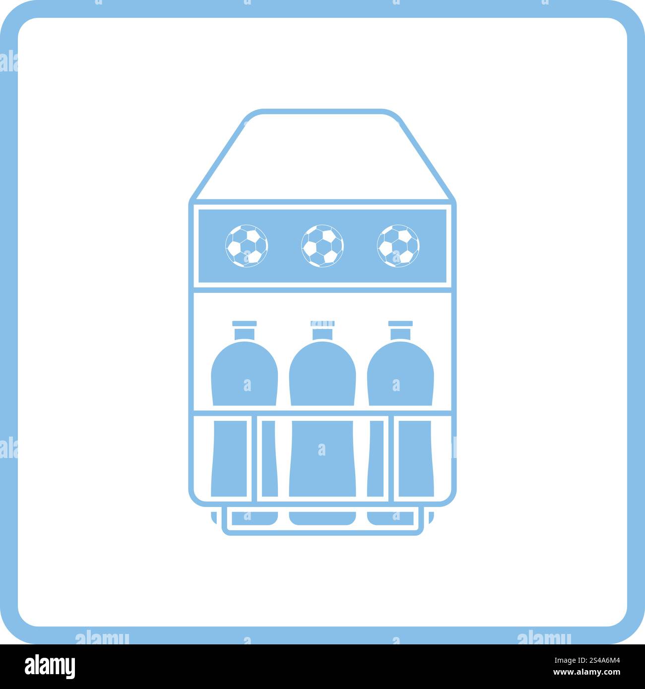 Soccer field bottle container icon. Blue frame design. Vector ...