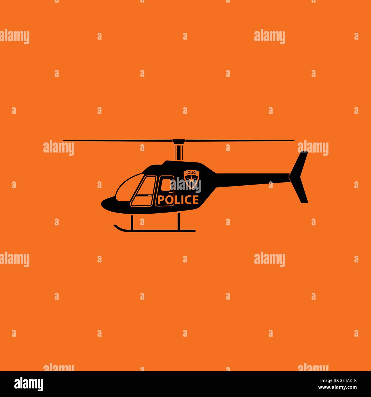 Police helicopter icon. Orange background with black. Vector ...