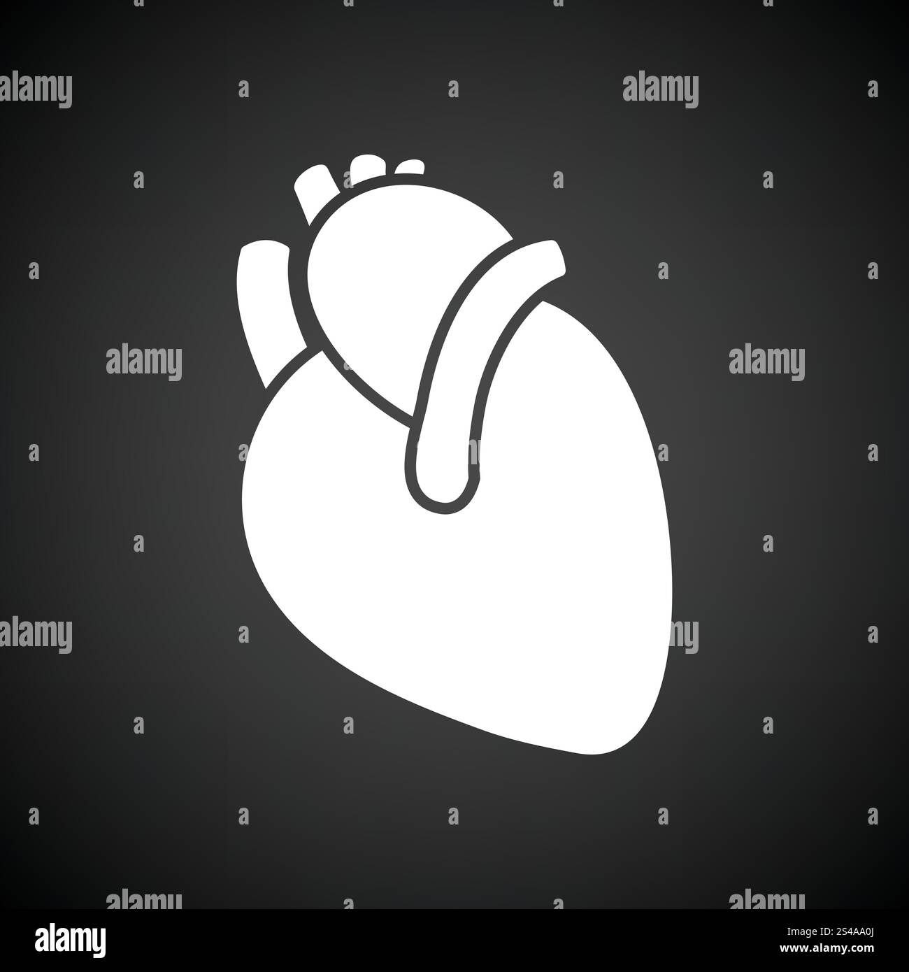 Human heart icon. Black background with white. Vector illustration ...