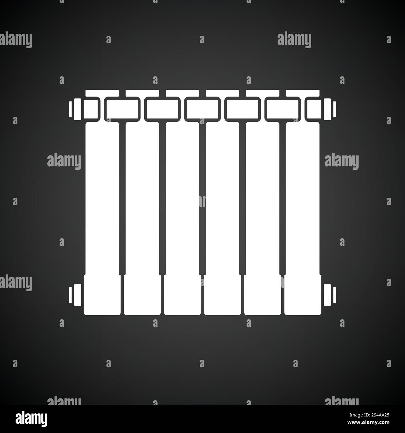 Icon of Radiator. Black background with white. Vector illustration ...