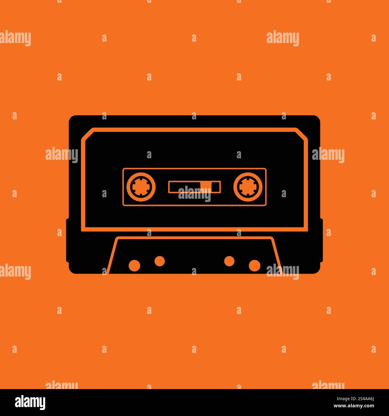 Audio cassette icon. Orange background with black. Vector illustration ...
