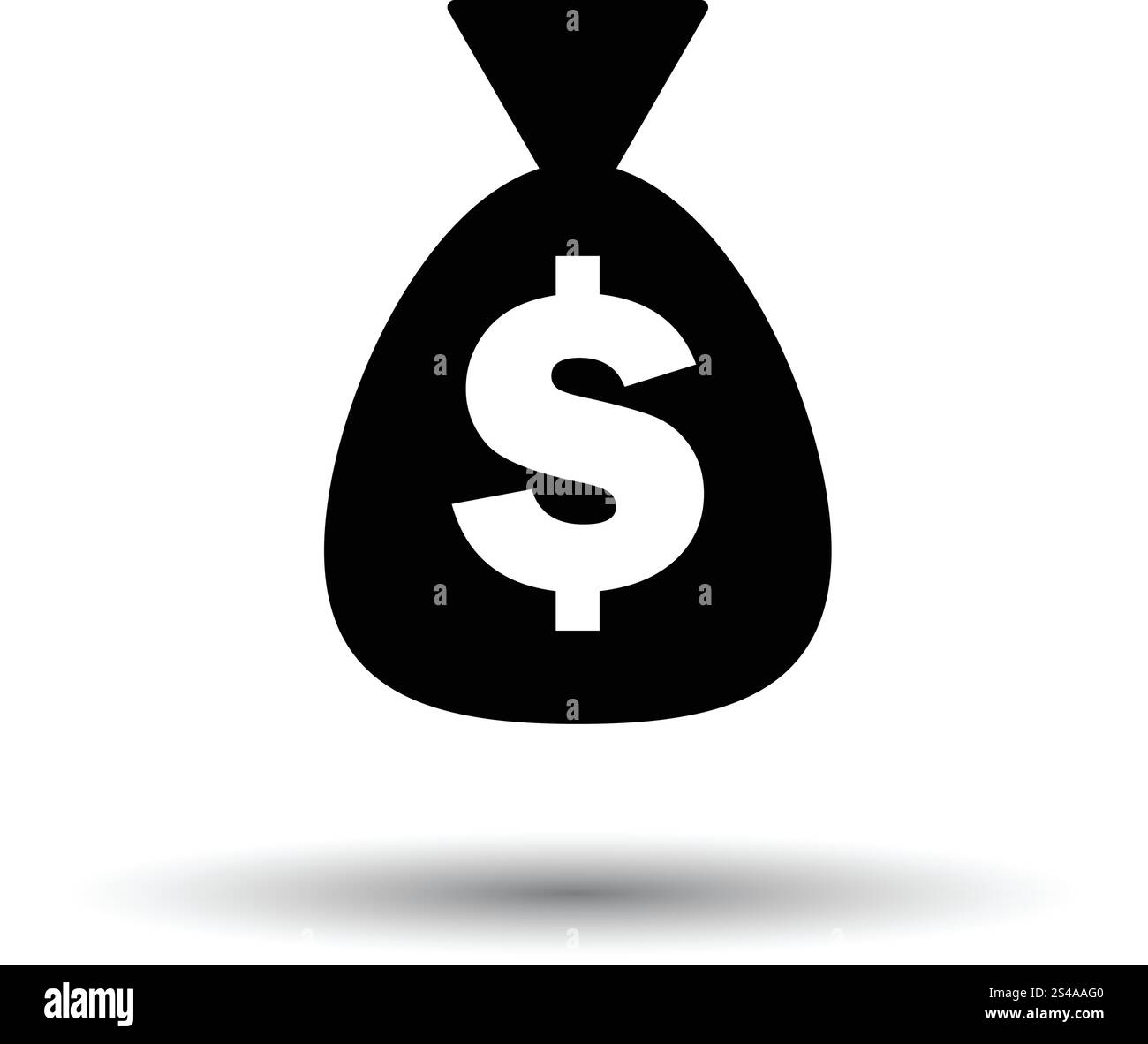 Money bag icon. White background with shadow design. Vector ...