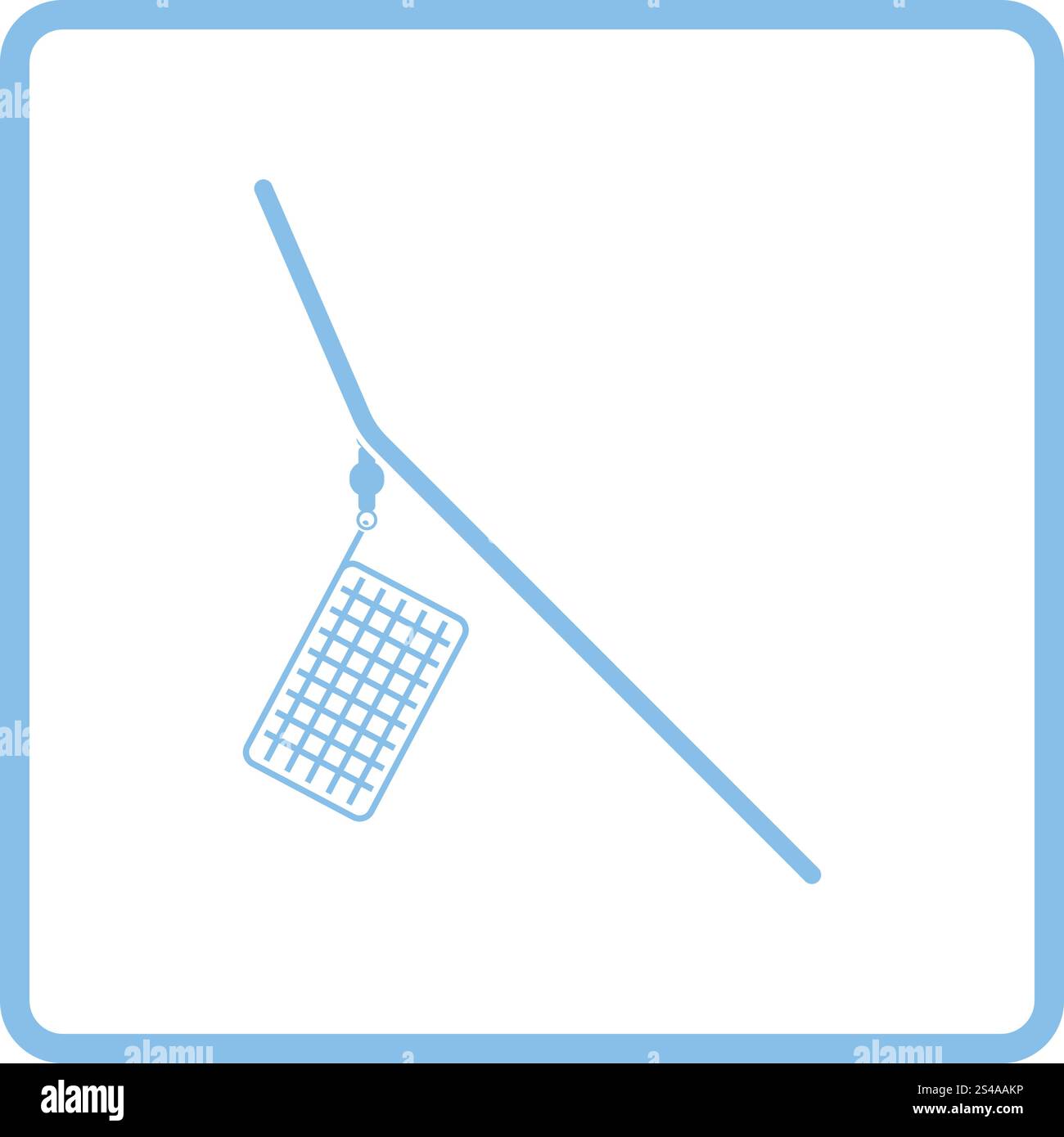 Icon of fishing feeder net. Blue frame design. Vector illustration ...
