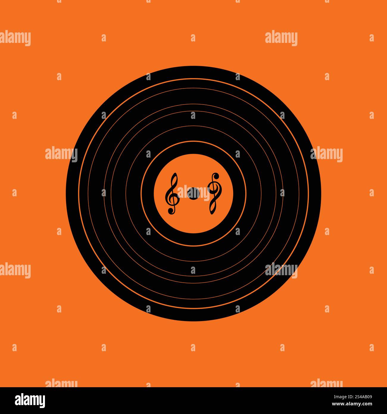 Analogue record icon. Orange background with black. Vector illustration ...