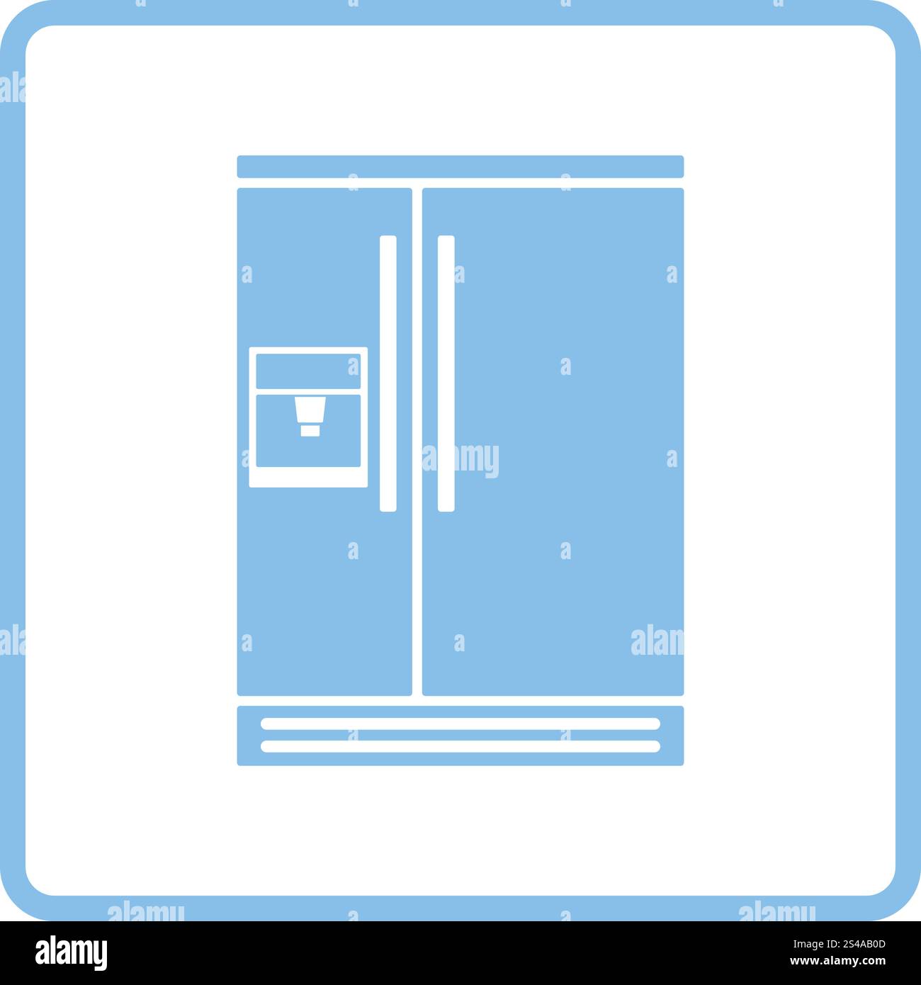 Wide refrigerator icon. Blue frame design. Vector illustration. Stock Vector