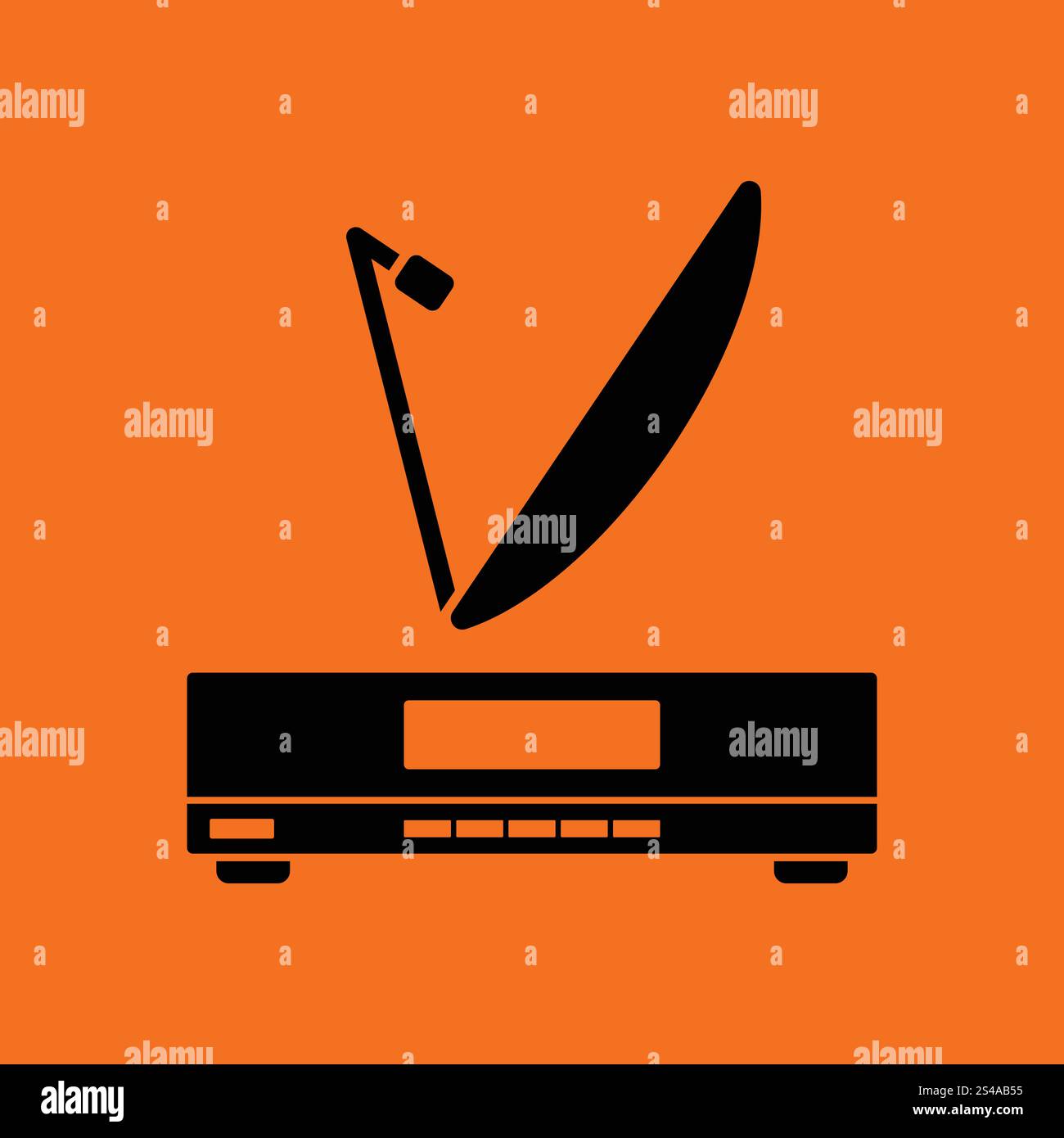 Satellite receiver with antenna icon. Orange background with black ...