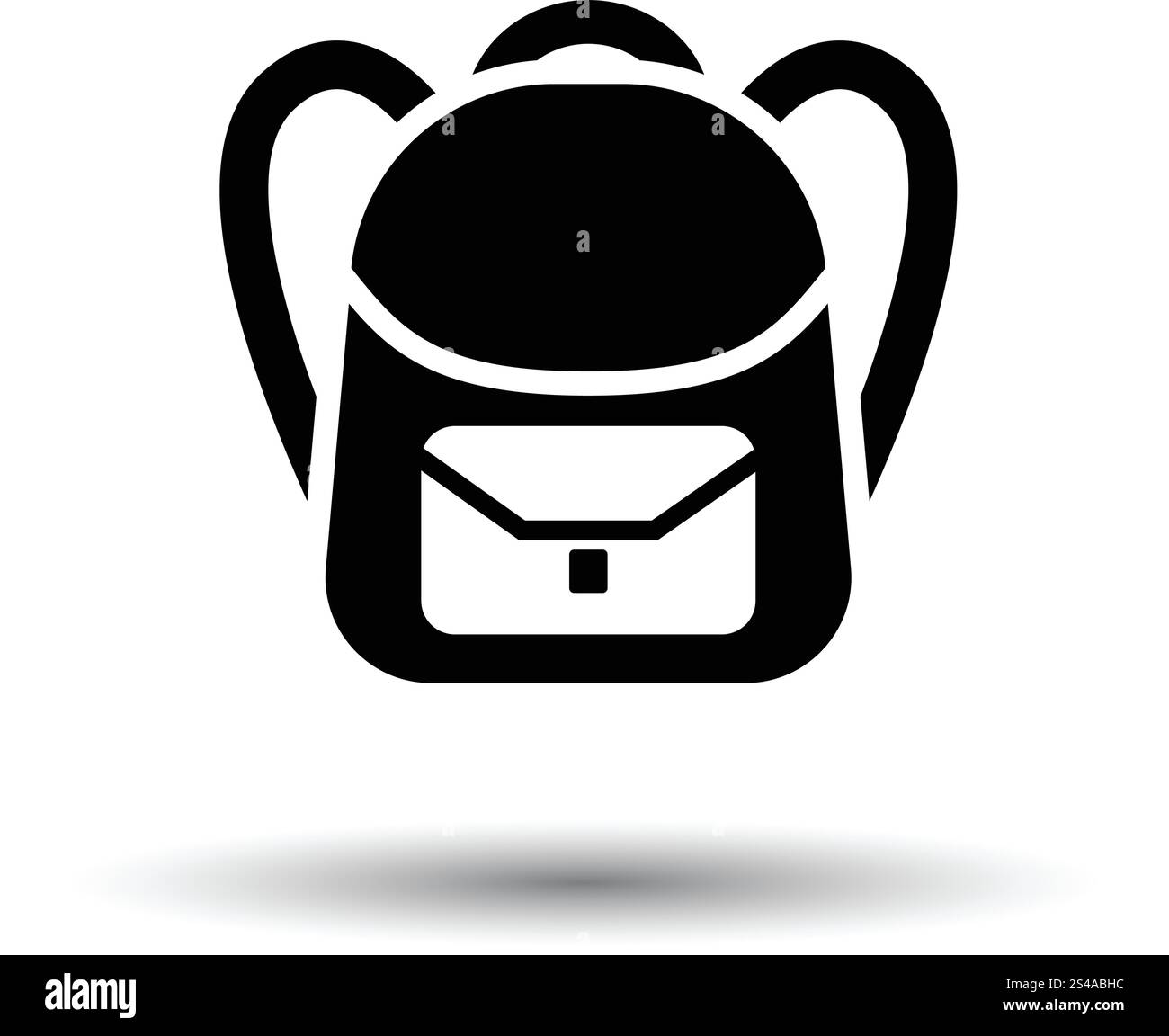 School rucksack icon. White background with shadow design. Vector ...