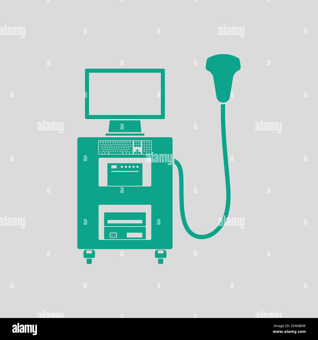 Ultrasound diagnostic machine icon. Gray background with green. Vector ...
