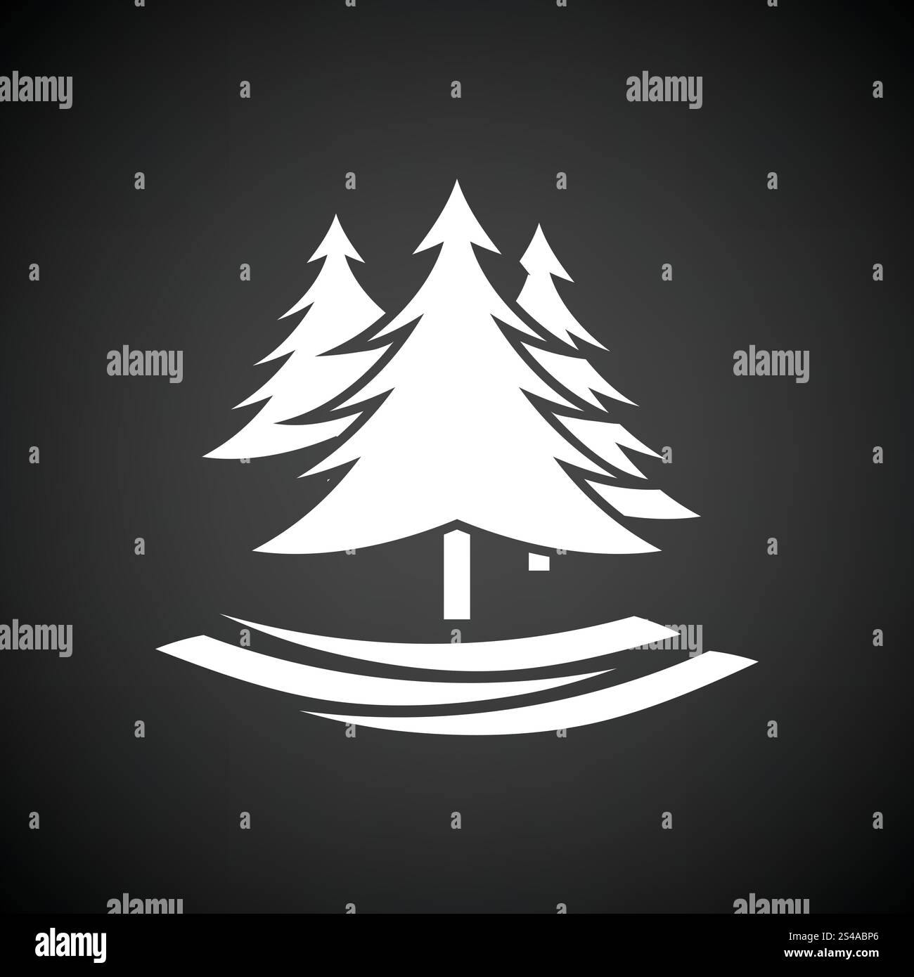 Fir forest icon. Black background with white. Vector illustration Stock ...