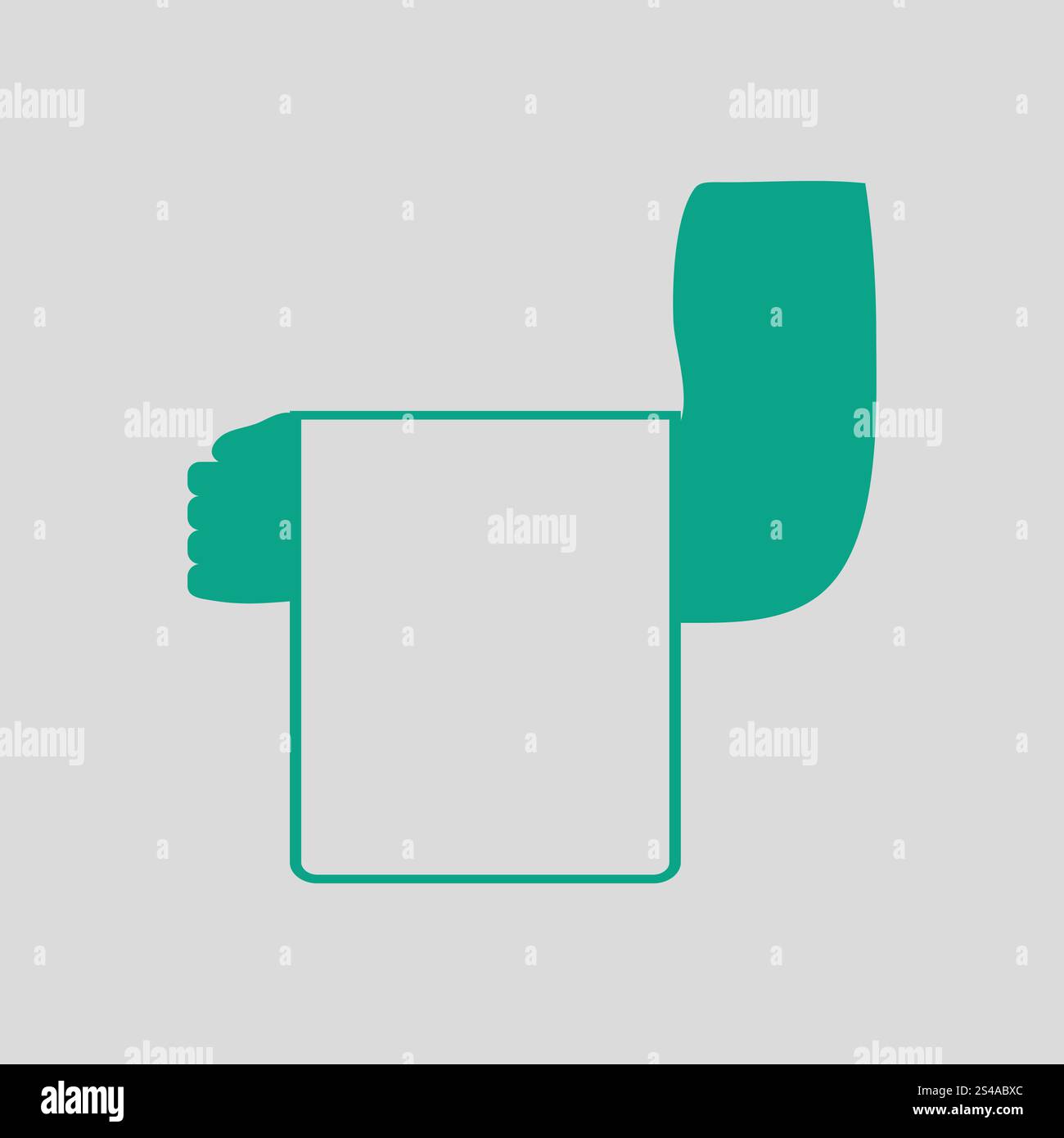 Waiter hand with towel icon. Gray background with green. Vector ...