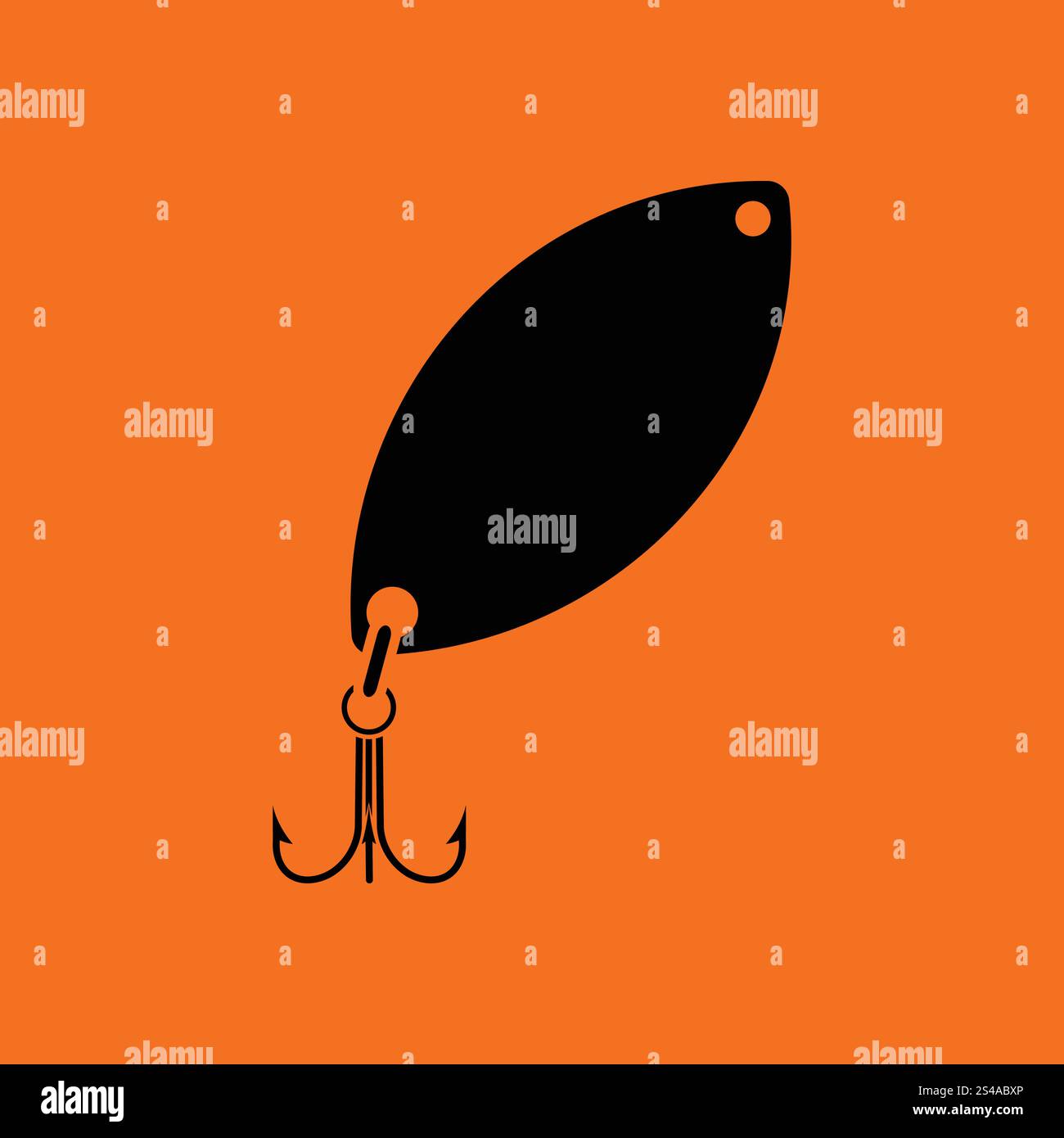 Icon of Fishing spoon. Orange background with black. Vector ...