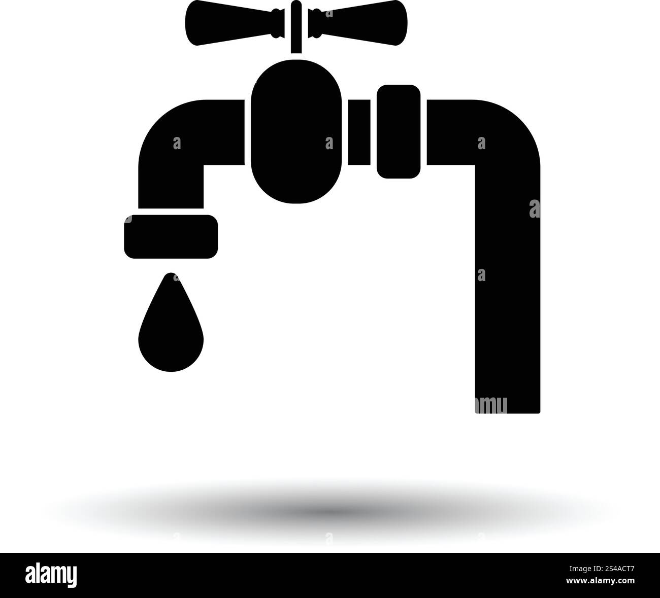 Icon of pipe with valve. White background with shadow design. Vector ...