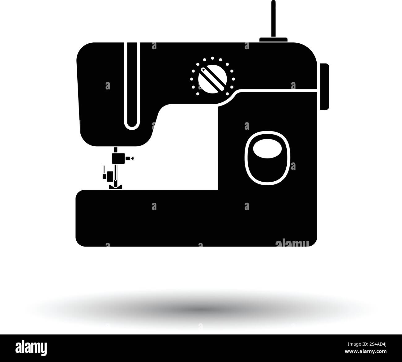 Modern sewing machine icon. White background with shadow design. Vector ...