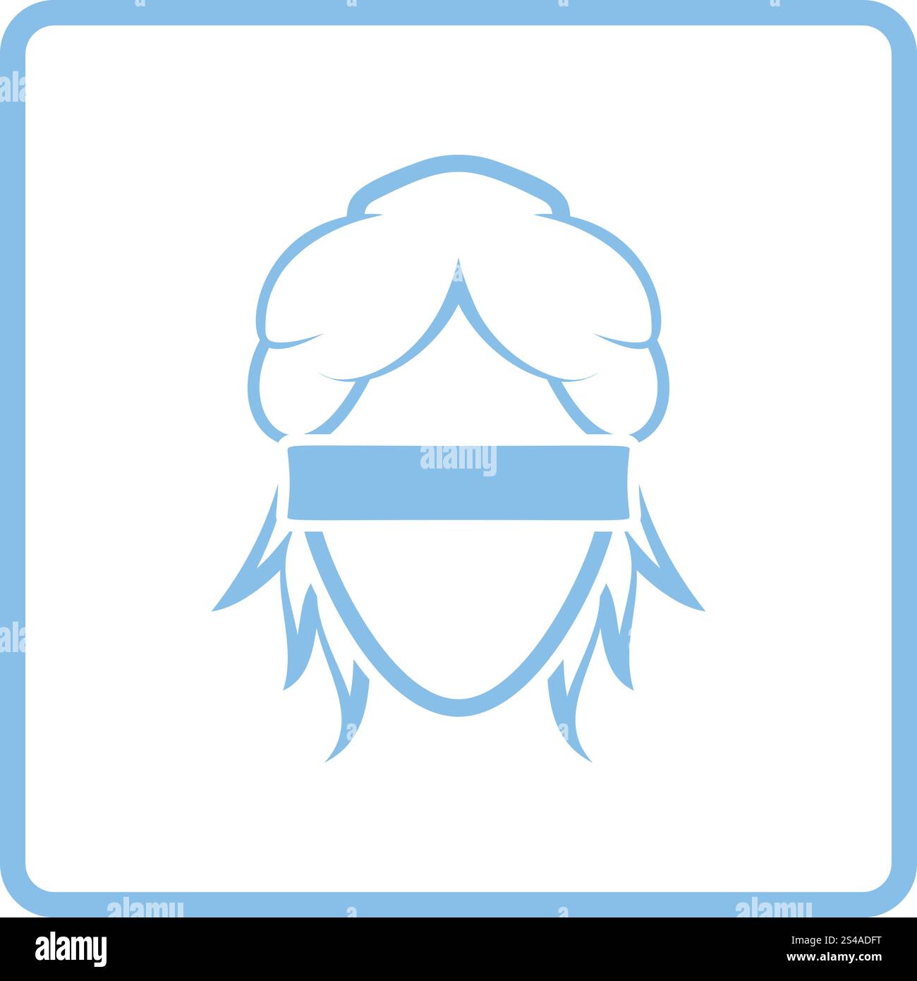 Femida head icon. Blue frame design. Vector illustration. Stock Vector