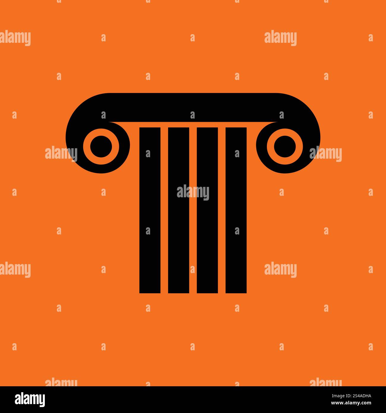 Antique column icon. Orange background with black. Vector illustration ...