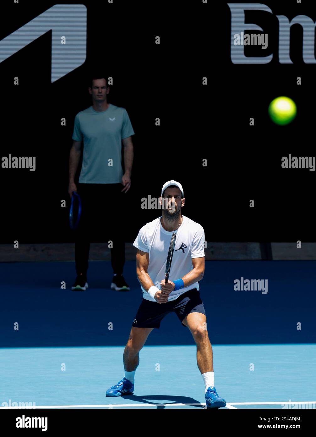 (250111) MELBOURNE, Jan. 11, 2025 (Xinhua) Novak Djokovic (front