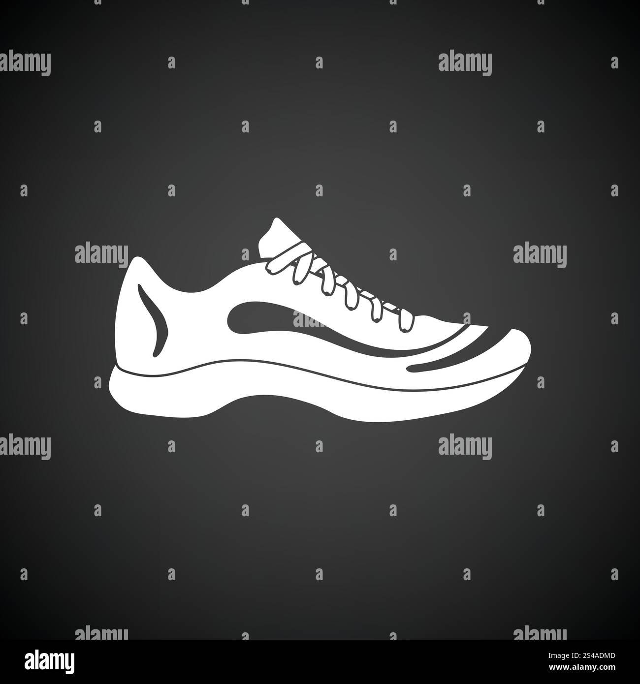Sneaker icon. Black background with white. Vector illustration Stock ...